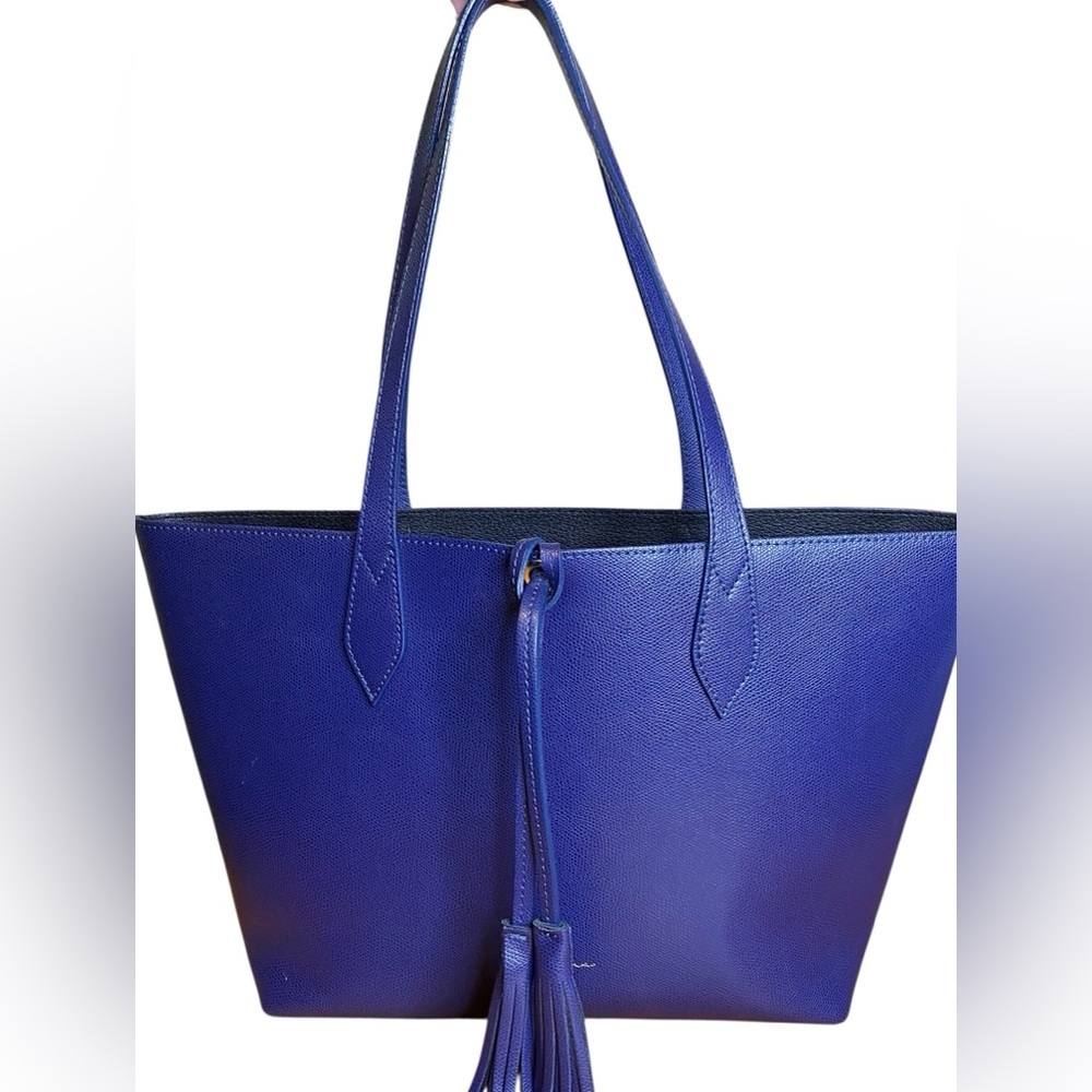 Paolina Large Blue Italian Leather Shoulder Bag Tote